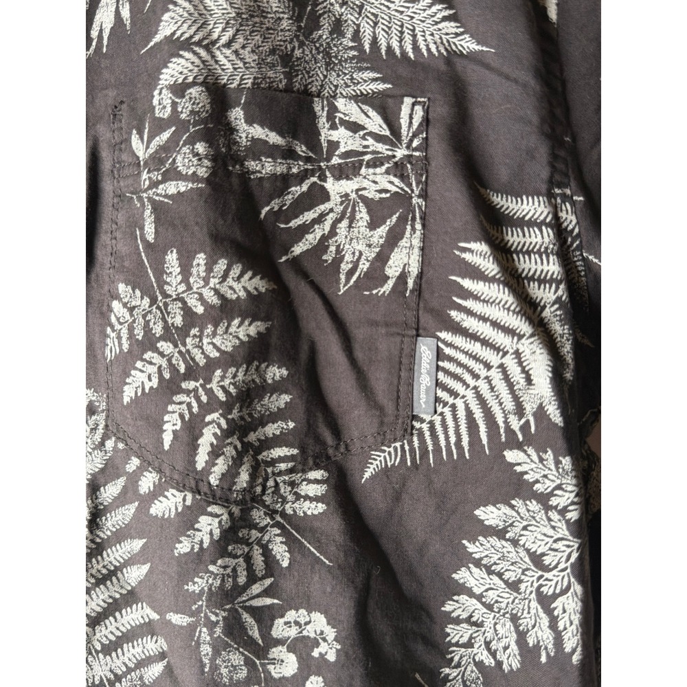 Eddie Bauer Mens M Brown Cotton Fern Print Short Sleeve Shirt - Picture 12 of 14
